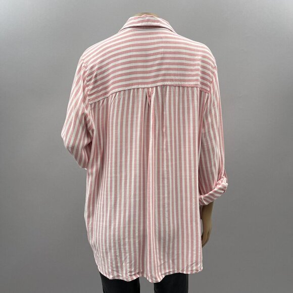 Casa Cabana Womens Striped Button-Down Shirt Red Pink White Womens XXL - Picture 3 of 12